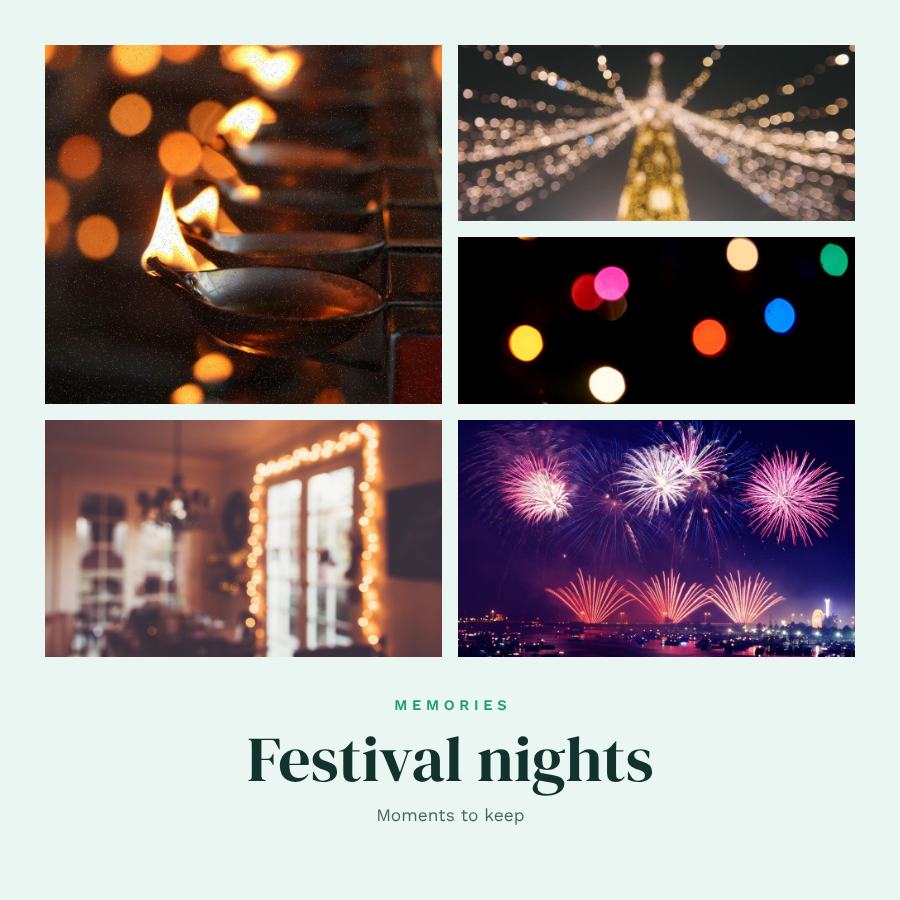 Mint Festival nights 5 Photo Collage — editable photo collage template