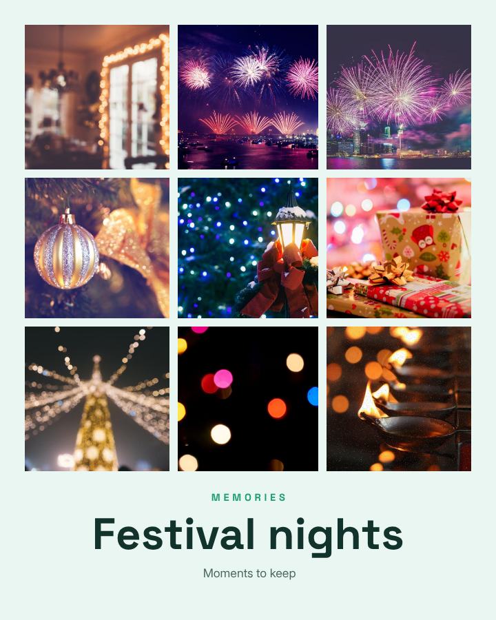 Mint Festival nights 9 Photo Collage — editable photo collage template