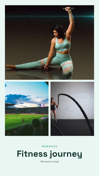 Mint Fitness journey 3 Photo Collage template