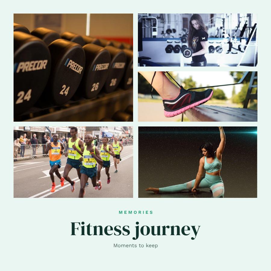 Mint Fitness journey 5 Photo Collage — editable photo collage template