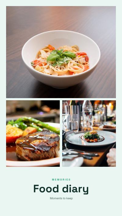 Mint Food diary 3 Photo Collage template
