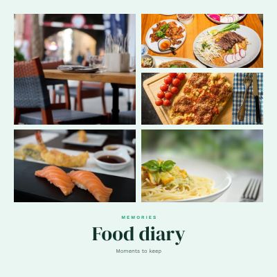 Mint Food diary 5 Photo Collage template