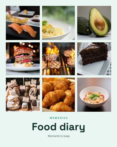 Mint Food diary 9 Photo Collage template