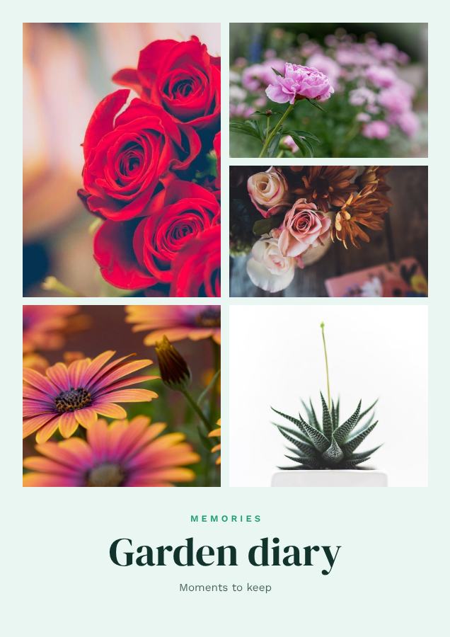 Mint Garden diary 5 Photo Collage — editable photo collage template
