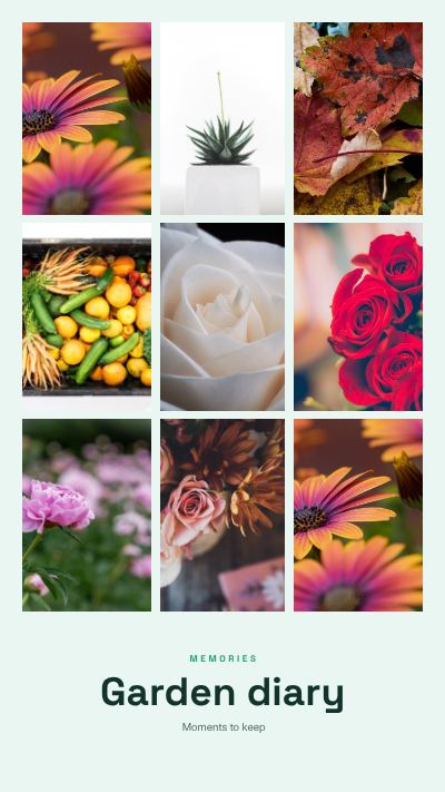 Mint Garden diary 9 Photo Collage template