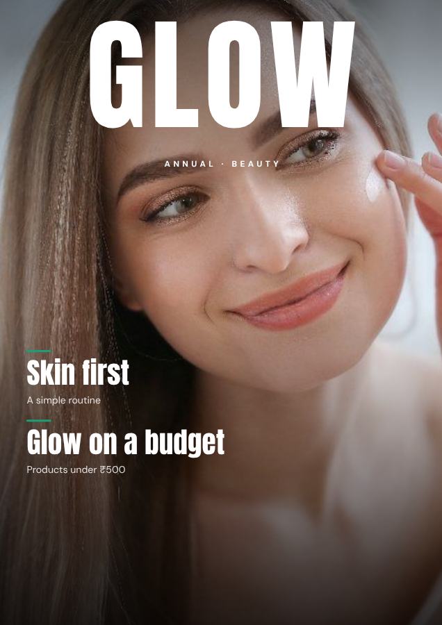 Mint GLOW Beauty Magazine Cover Annual — editable marketing template