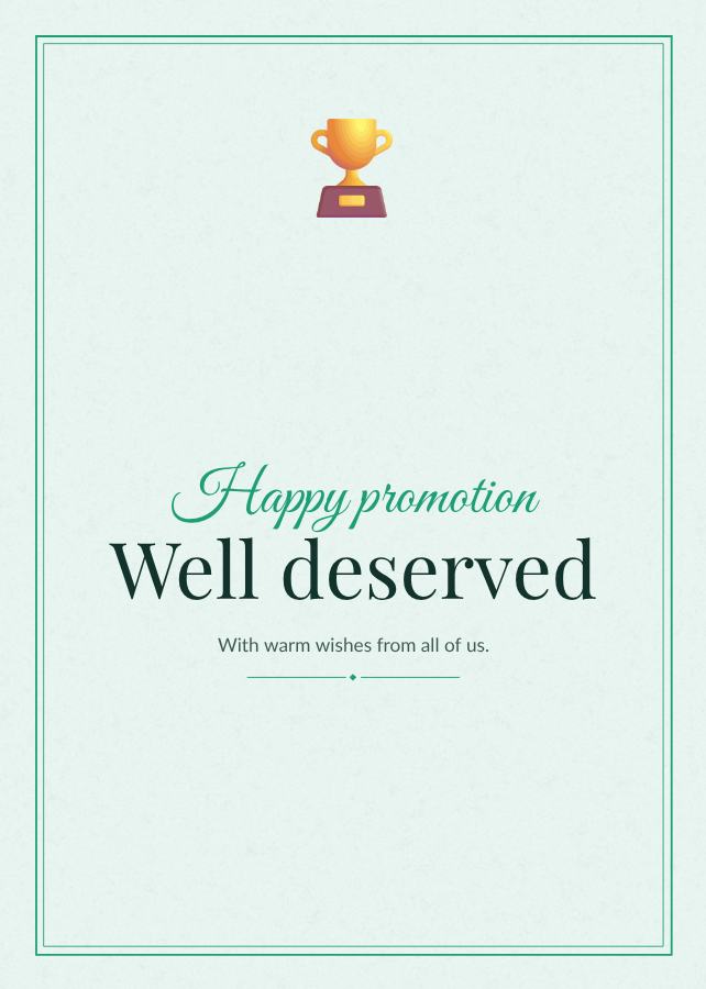 Mint Happy promotion well deserved Card II — editable cards template
