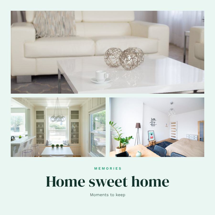 Mint Home sweet home 3 Photo Collage — editable photo collage template