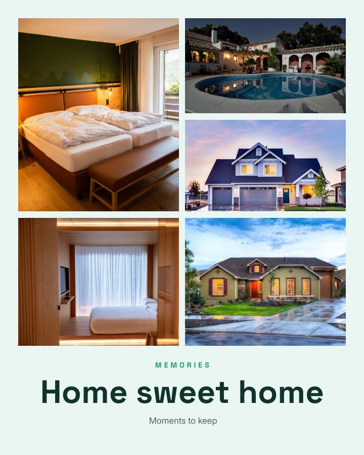 Mint Home sweet home 5 Photo Collage — editable photo collage template