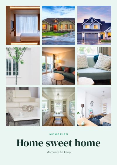 Mint Home sweet home 9 Photo Collage template