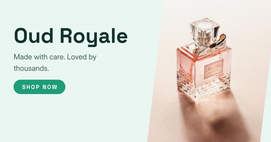 Mint Oud Royale Product Ad — editable marketing template