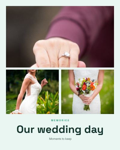 Mint Our wedding day 3 Photo Collage template