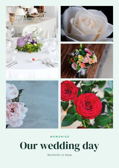 Mint Our wedding day 5 Photo Collage template