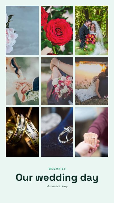 Mint Our wedding day 9 Photo Collage template