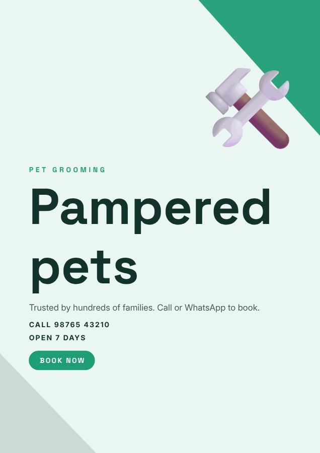 Mint Pampered pets Pet grooming Flyer Print — editable business template