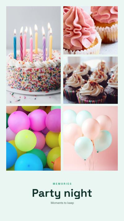 Mint Party night 5 Photo Collage template