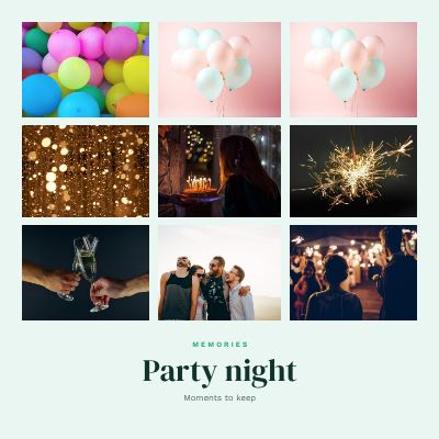 Mint Party night 9 Photo Collage template