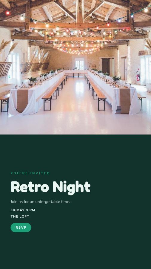 Mint Retro Night Story — editable events template