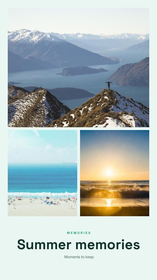 Mint Summer memories 3 Photo Collage — editable photo collage template