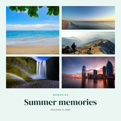 Mint Summer memories 5 Photo Collage template