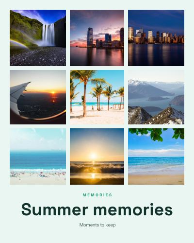 Mint Summer memories 9 Photo Collage template