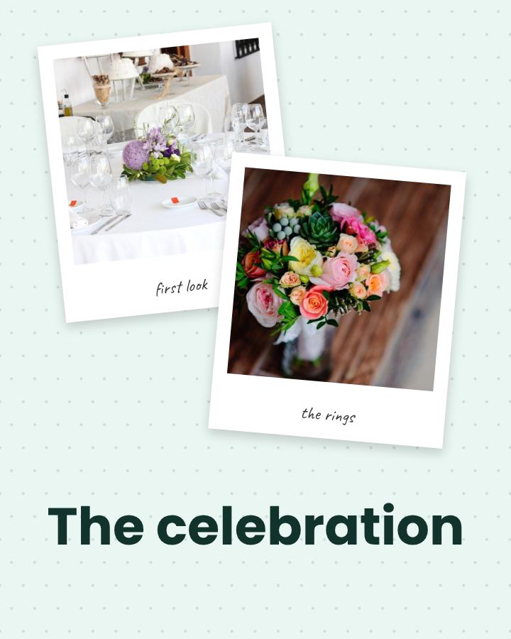 Mint The celebration 2 Polaroid Album Page — editable photo collage template