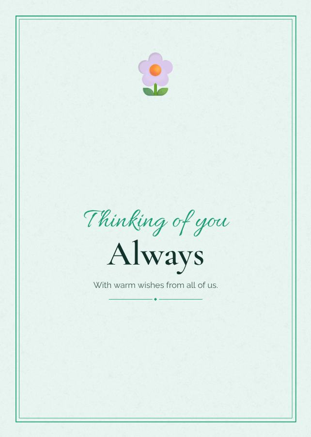 Mint Thinking of you always Card IV — editable cards template