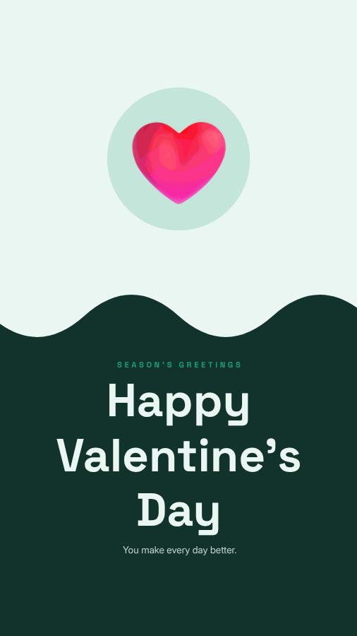 Mint Valentine's Day Wishes Story — editable festivals template
