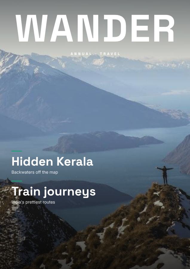 Mint WANDER Travel Magazine Cover Annual — editable marketing template