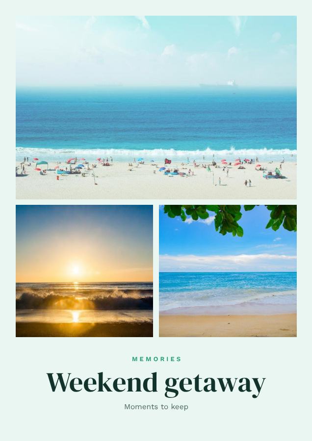 Mint Weekend getaway 3 Photo Collage — editable photo collage template