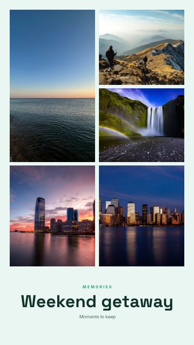 Mint Weekend getaway 5 Photo Collage template
