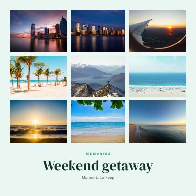 Mint Weekend getaway 9 Photo Collage template