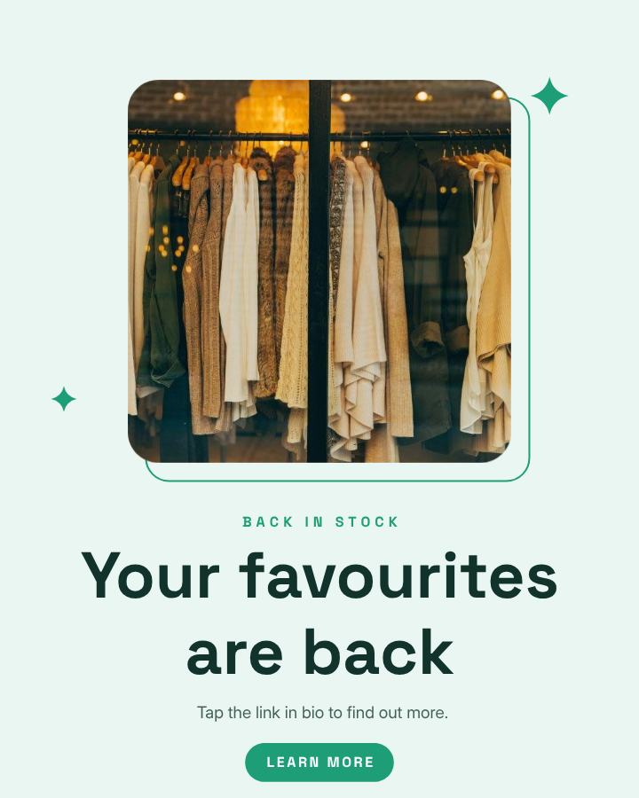 Mint Your favourites are back Announcement Post — editable social media template