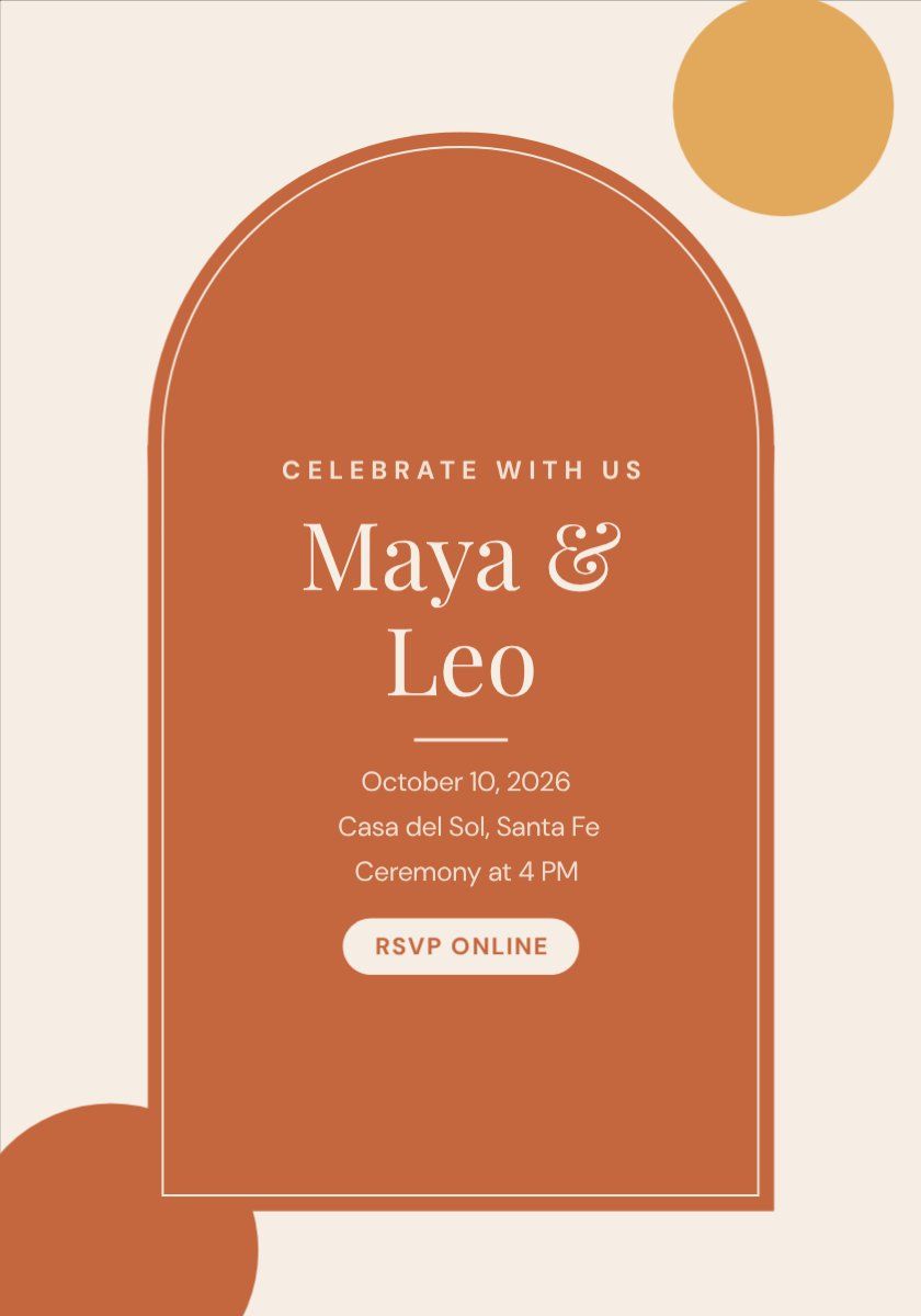 Modern Arch Wedding — editable wedding template