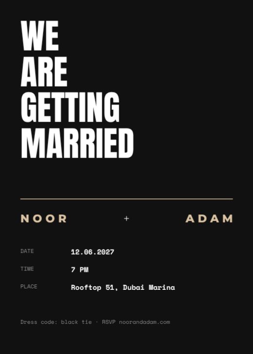 Modern Bold Wedding Invitation — free wedding invitation template