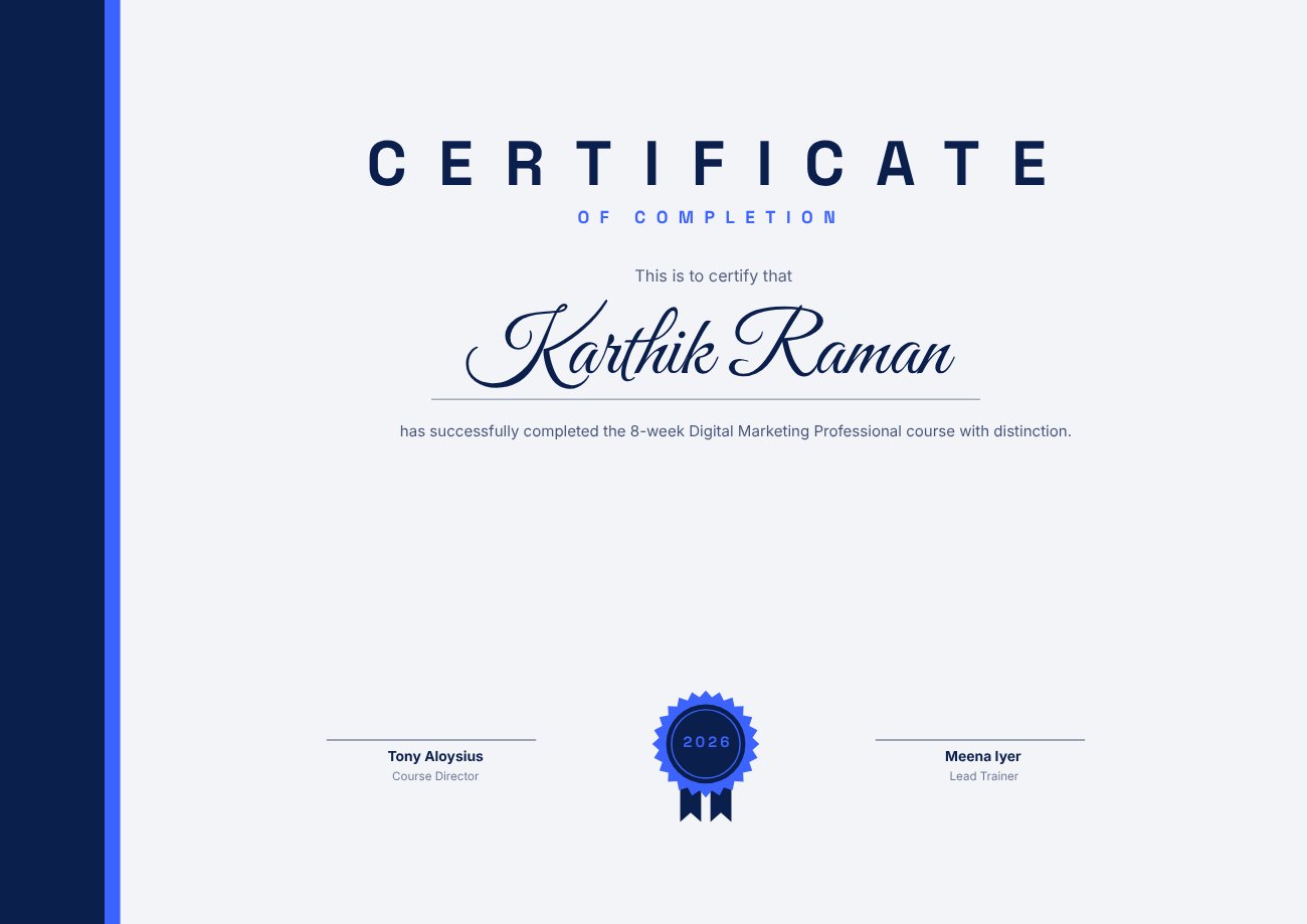 Modern Course Completion Certificate — editable certificates template