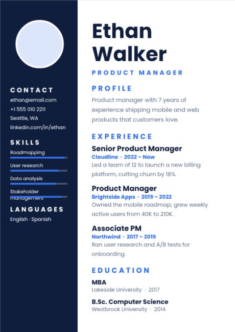 Modern Sidebar Resume template