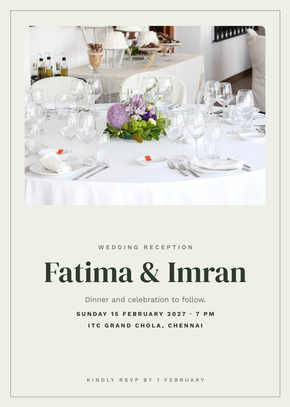 Modern Wedding Reception Invite — editable wedding template