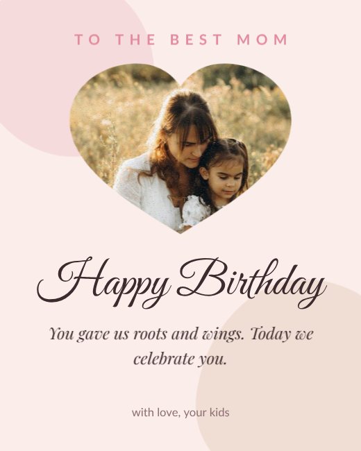 Mom Heart Wish Card Post — free quote post template