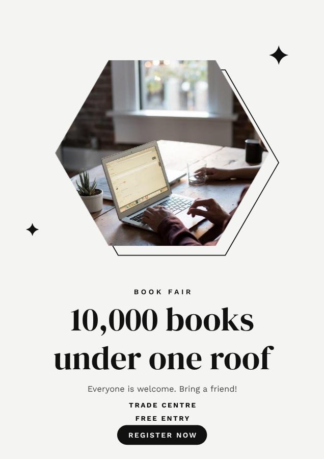 Monochrome 10,000 books under one roof Poster — editable marketing template