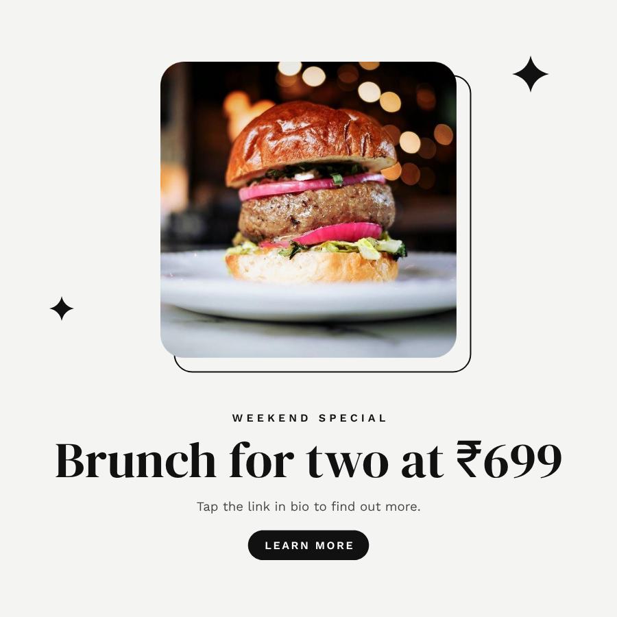 Monochrome Brunch for two at ₹699 Announcement Post — editable social media template
