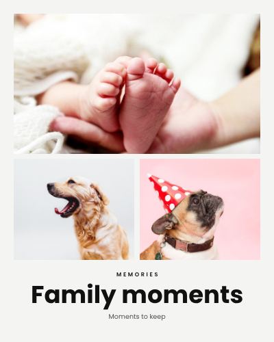 Monochrome Family moments 3 Photo Collage template