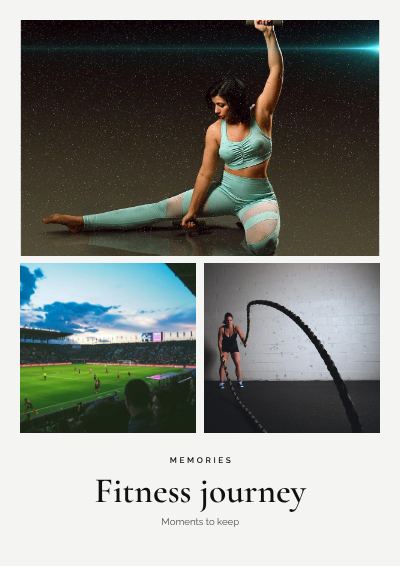 Monochrome Fitness journey 3 Photo Collage template