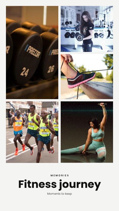 Monochrome Fitness journey 5 Photo Collage template