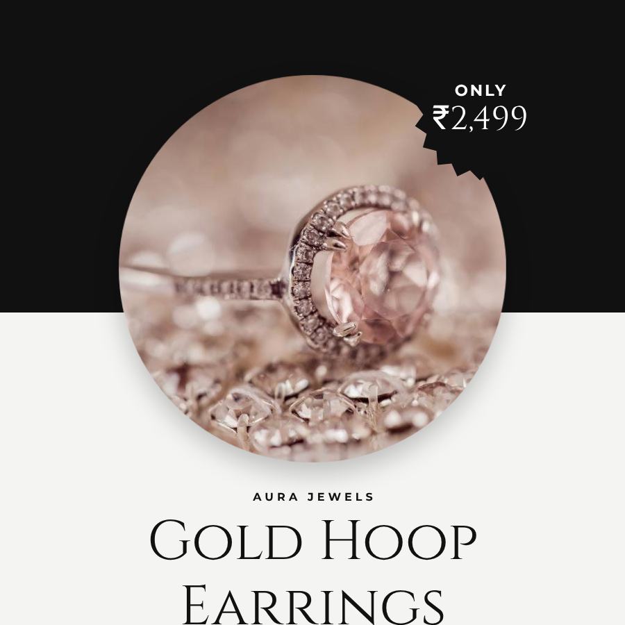 Monochrome Gold Hoop Earrings Product Ad — editable marketing template