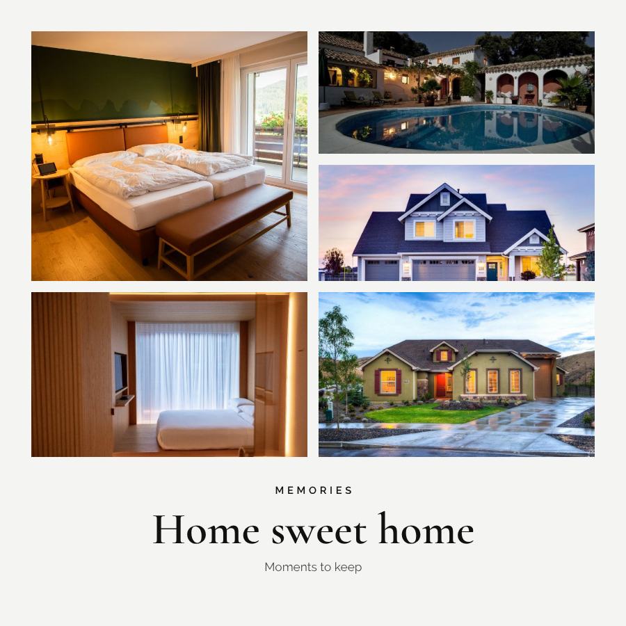 Monochrome Home sweet home 5 Photo Collage — editable photo collage template