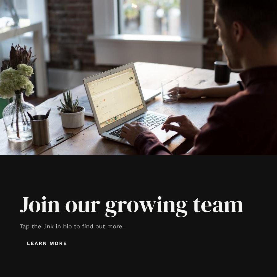 Monochrome Join our growing team Announcement Post — editable social media template