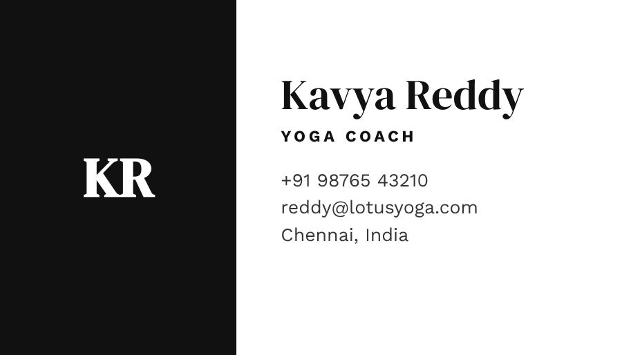 Monochrome Lotus Yoga Split Business Card — editable business template