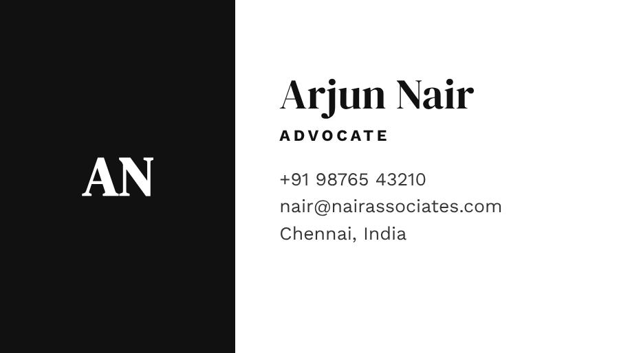 Monochrome Nair & Associates Split Business Card — editable business template