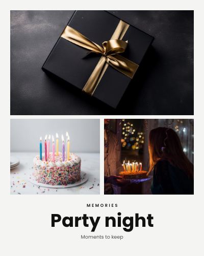 Monochrome Party night 3 Photo Collage template